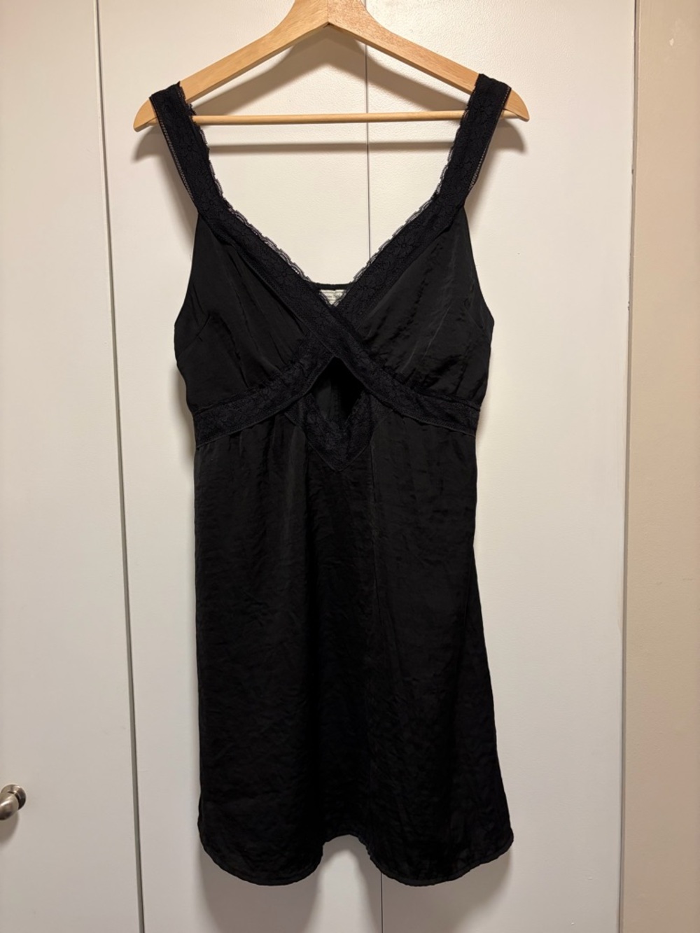 American Eagle Black Lace-Trim Slip Dress